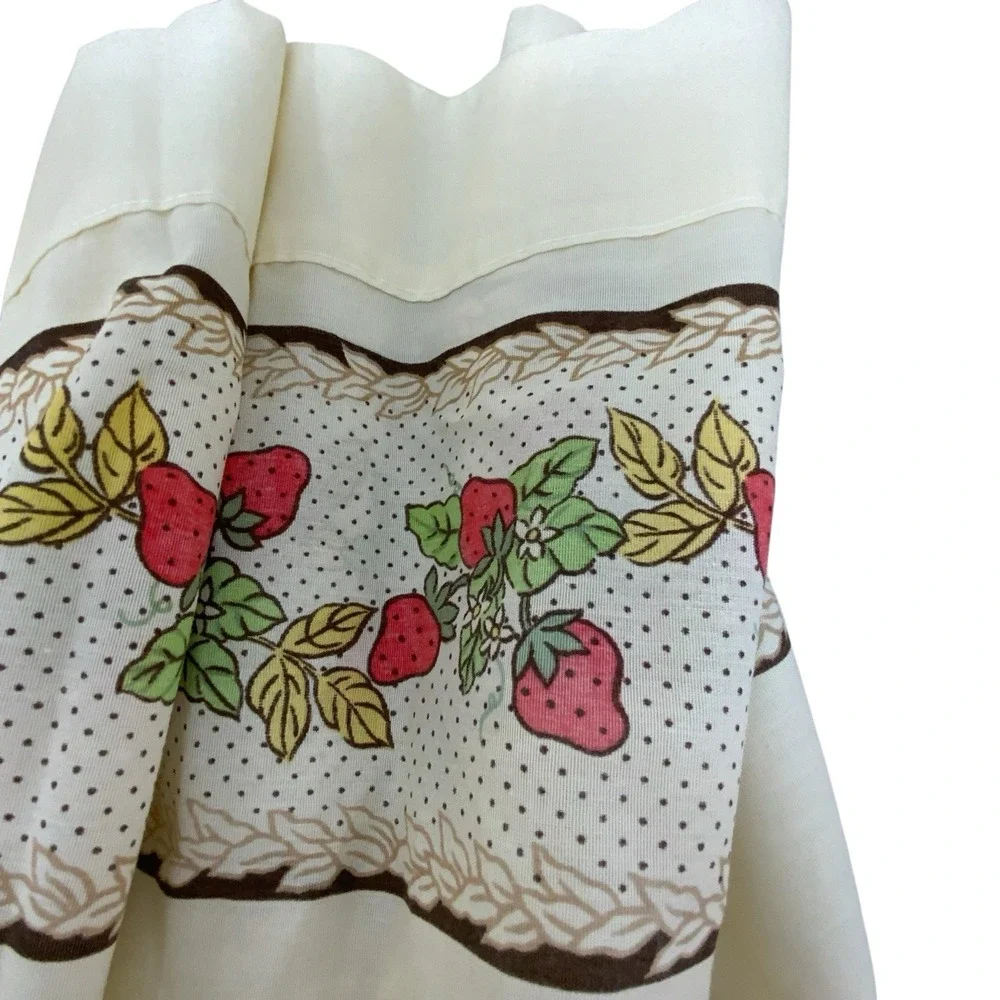 Vintage Strawberry Polka Dot Kitchen Rod Pocket Curtain Valance Tier Cream Red